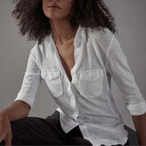 Standard James Perse Top Womens Small Grey Sheer Slub Side Panel Shirt Cotton